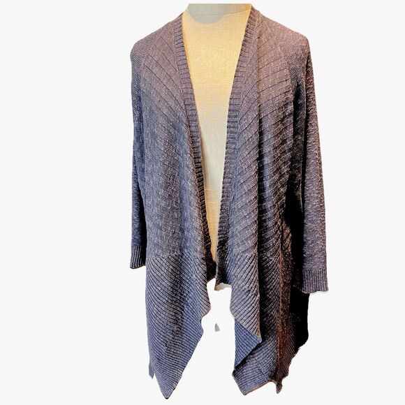 Eileen Fisher Sweaters - Eileen Fisher Cardigan Womens M Brown Open Front Shawl Collar Linen Lagenlook